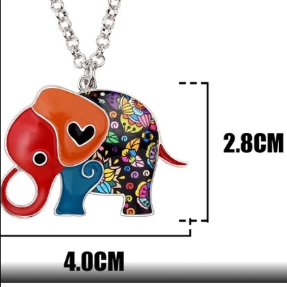 🌟 Enamel Elephant Necklace - Picture 3 of 5